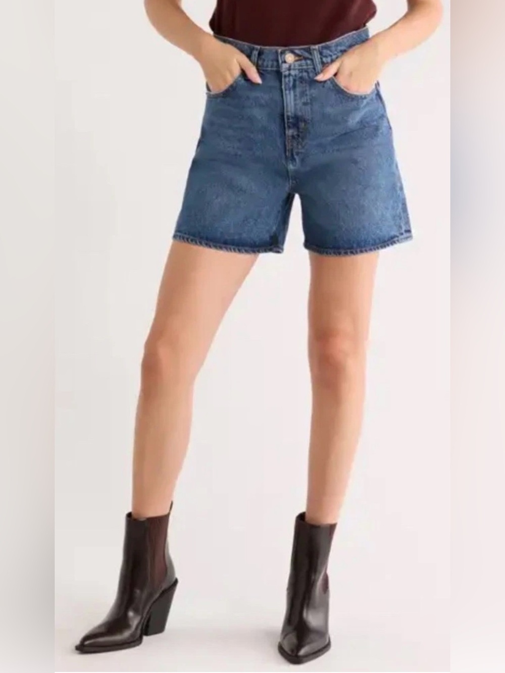 Frame Women’s The Easy High Waist Denim 5” Shorts Med Wash Sz 27 NWT